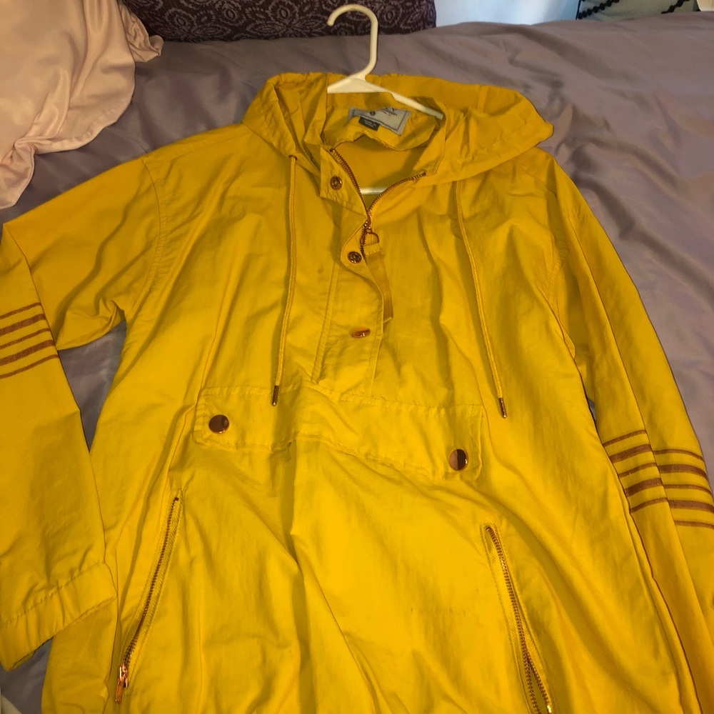 Fashion Nova Mustard Yellow Rain Jacket Pullover